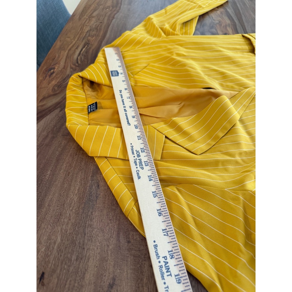 SHEIN Mustard Yellow Pinstripe Blazer‎ Jacket Women's Size M - Picture 5 of 12